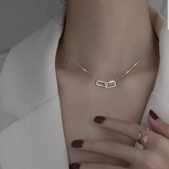 Jewelry - New 925 sterling silver shiny rectangle necklace!